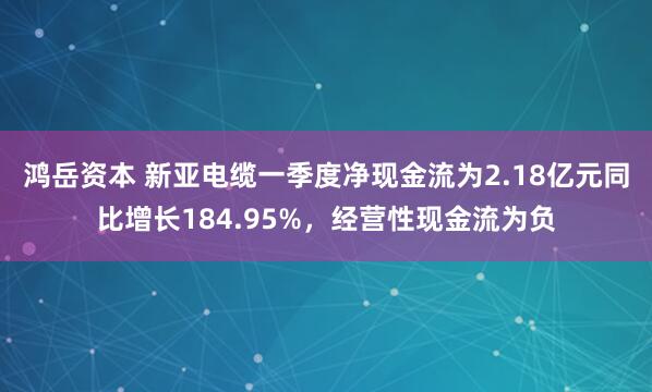 鸿岳资本 新亚电缆一季度净现金流为2.18亿元同比增长184.95%，经营性现金流为负